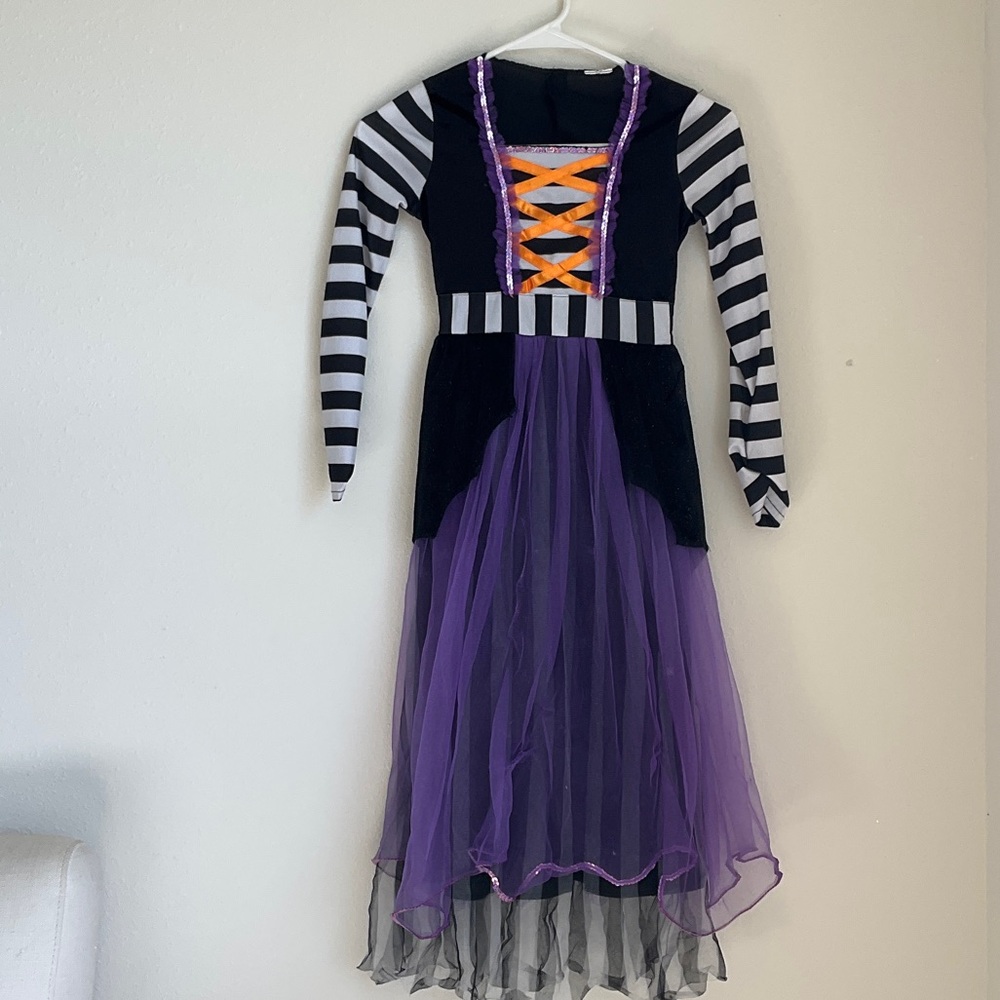 Kids Witch Costume with Purple and Black Stripes